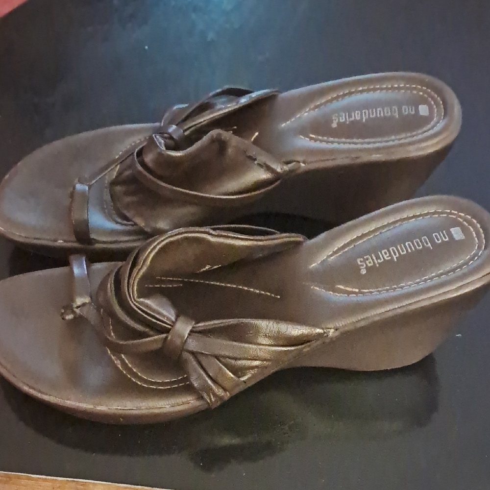 Wedge Sandals. Size 8 1/2. Color Brown